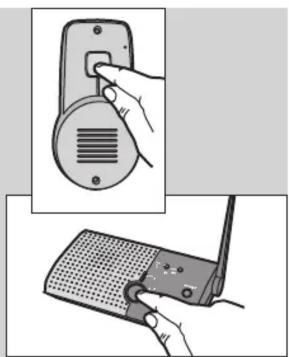 Illustration showing a hand inserting a button into a device and then to a wireless router (no text or symbols present)