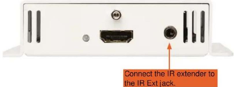 Connect the IR extender to the IR Ext jack.