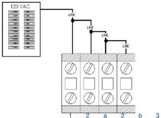 120 VAC LINE LINE LINE LINE 1 2 a 2 b 3