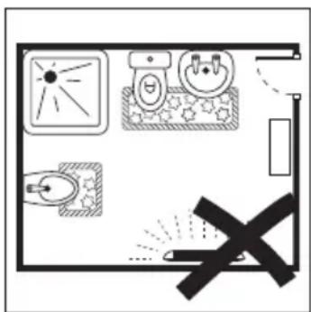 Floor plan diagram with lighting fixtures and a marked X symbol indicating no need or absence.