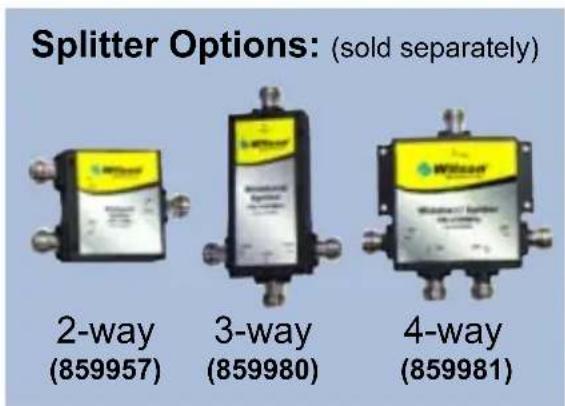 Splitter Options: (sold separately) 2-way (859957) 3-way (859980) 4-way (859981)