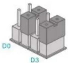 3D diagram of stacked electronic components labeled D0 and D3, with no visible text or symbols beyond labels