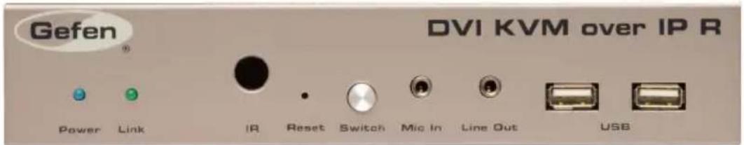 Gefen DVI KVM over IP R Power Link IR Reset Switch Mic In Line Out USB