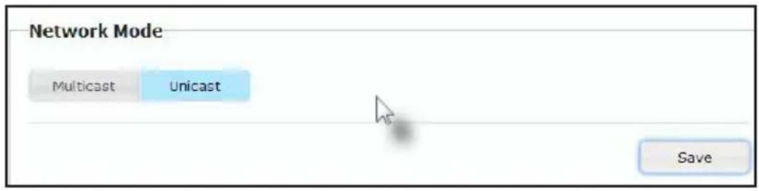 Network Mode Multicast Unicast Save