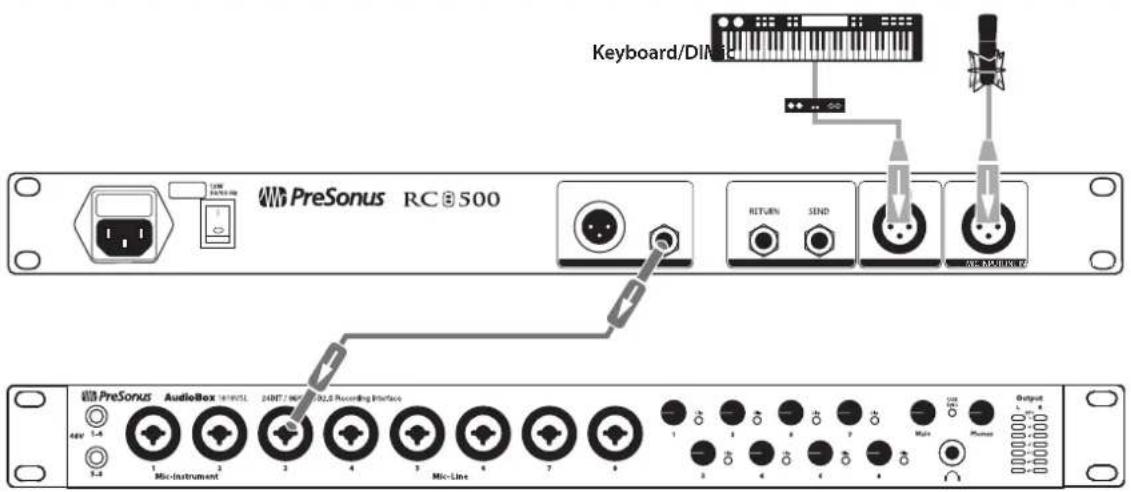 PreSonus RC®500 Keyboard/DIN RETURN SEND M-1 AudioBox AudioBox 161WSTL 24RCT7.96E+02.5 Recording Interface 46V Mic-instrument Mic-Line 1 2 3 4 5 6 7 8 9 10 11 12 13 14 15 16 Output Pharmo