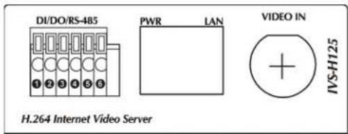 DI/DO/RS-485 PWR LAN VIDEO IN IVS-H125 H.264 Internet Video Server