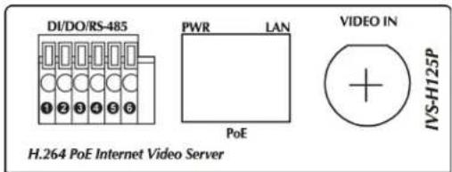 DI/DO/RS-485 PWR LAN PoE VIDEO IN IVS-H125P H.264 PoE Internet Video Server
