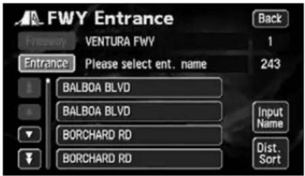 ECLIPSE AVN6620 - Touch the entrance or exit name to be displayed form the list. - 1
