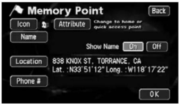 ECLIPSE AVN6620 - Entering the name of a memory point - 2