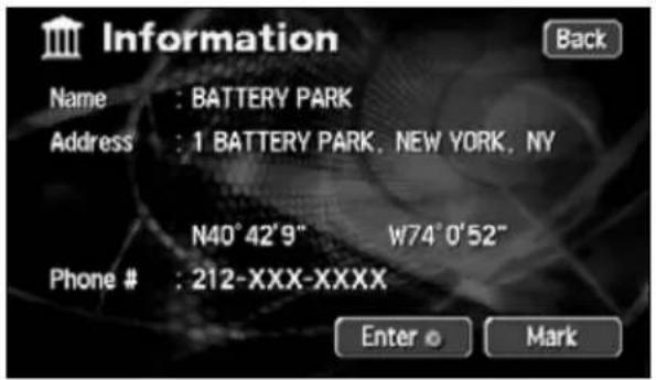 ECLIPSE AVN6620 - If Info. Played, touch to display a description of that POI. - 1