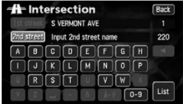 ECLIPSE AVN6620 - Enter one more Street Name in the same manner. - 1
