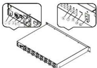 Technical diagram showing internal components of a device with labeled parts and exploded views