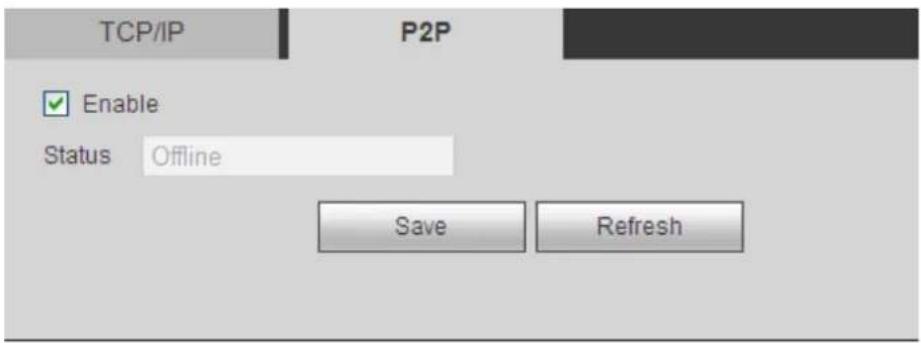 TCP/IP P2P Enable Status Offline Save Refresh