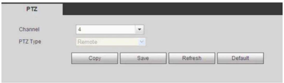 PTZ Channel 4 PTZ Type Remote Copy Save Refresh Default