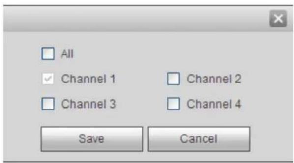 All ✓ Channel 1 Channel 2 □ Channel 3 □ Channel 4 Save Cancel