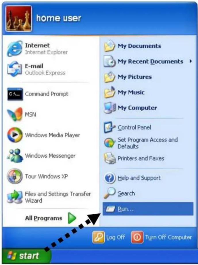 home user Internet Internet Explorer E-mail Outlook Express Command Prompt MSN Windows Media Player Windows Messenger Tour Windows XP Files and Settings Transfer Wizard All Programs My Documents My Recent Documents My Pictures My Music My Computer Control Panel Set Program Access and Defaults Printers and Faxes Help and Support Search Run... Log Off Turn Off Computer start