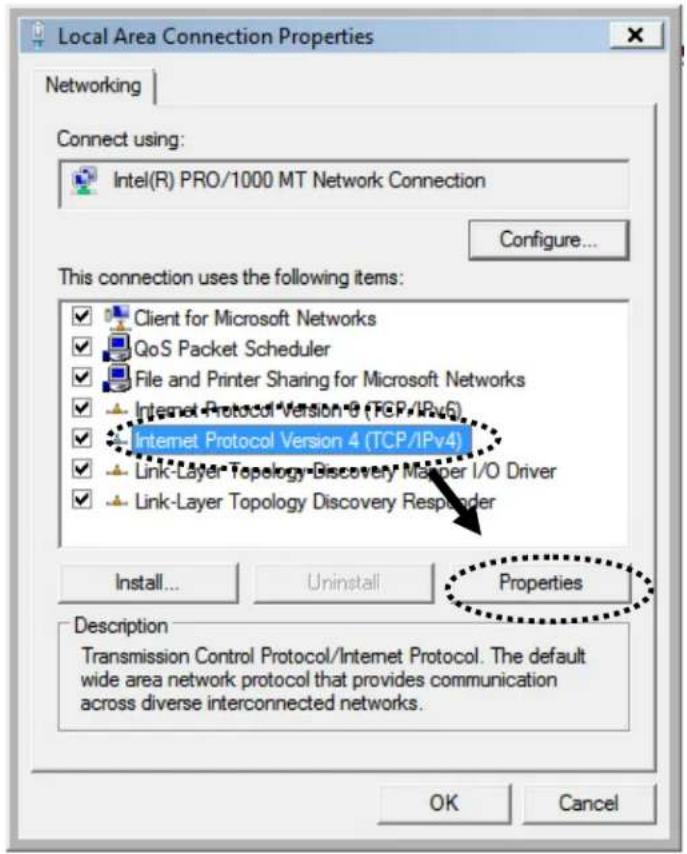 Local Area Connection Properties Networking Connect using: Intel(R) PRO/1000 MT Network Connection Configure... This connection uses the following items: ✓ Client for Microsoft Networks ✓ QoS Packet Scheduler ✓ File and Printer Sharing for Microsoft Networks ✓ Internet Protocol Version 9 (TCP/IPv6) ✓ Internet Protocol Version 4 (TCP/IPv4) ✓ Link-Layer Topology Discovery Manager I/O Driver ✓ Link-Layer Topology Discovery Responder Install... Uninstall Properties Description Transmission Control Protocol/Internet Protocol. The default wide area network protocol that provides communication across diverse interconnected networks. OK Cancel