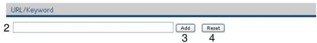 URL/Keyword 2 Add Reset 3 4
