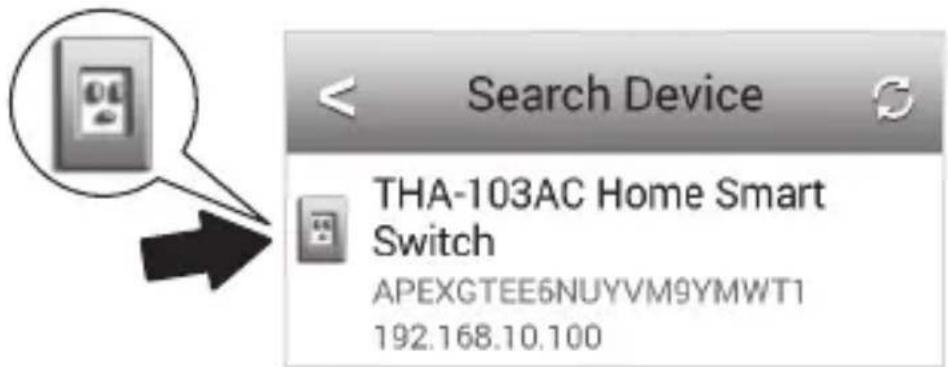Search Device THA-103AC Home Smart Switch APEXGTEE6NUYVM9YMWT1 192.168.10.100