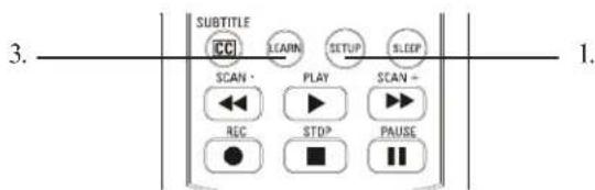 3. SUBTITLE CC LEARN SETUP SLEEP SCAN + PLAY SCAN + REC STOP PAUSE 1.