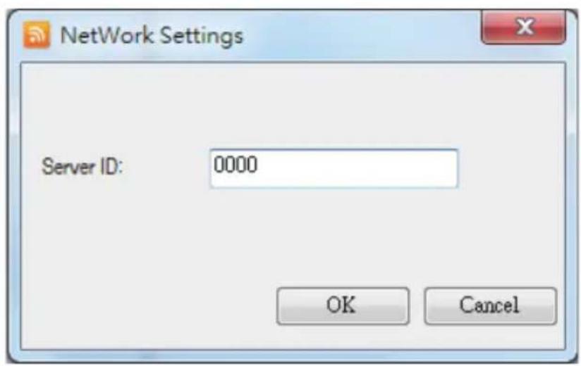 NetWork Settings Server ID: 0000 OK Cancel