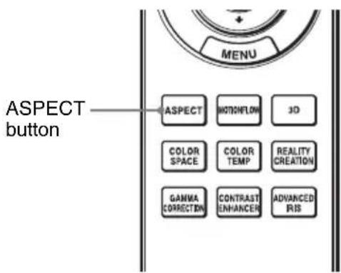 ASPECT button ASPECT MOTIONFLOW 3D COLOR SPACE COLOR TEMP REALITY CREATION GAMMA CORRECTION CONTRAST ENHANCER ADVANCED IRIS