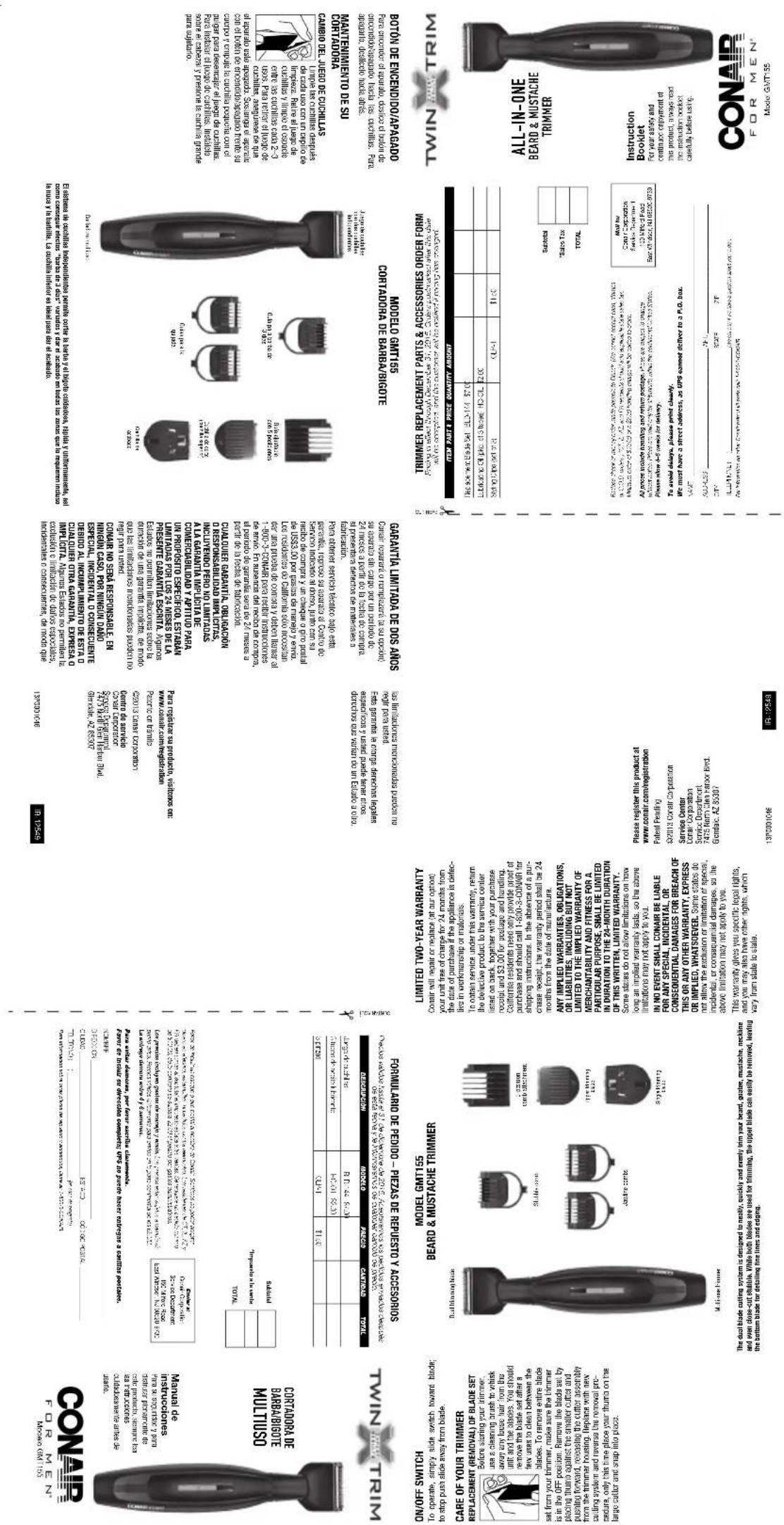Conair Twin Trim GMT155 - SAVE THESE INSTRUCTIONS - 1