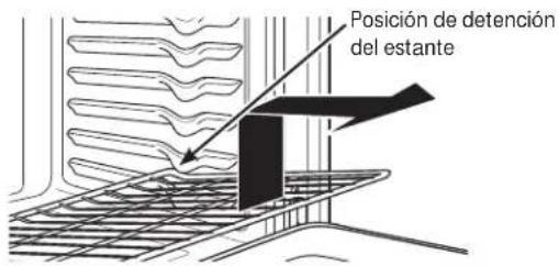 Posición de detención del estante