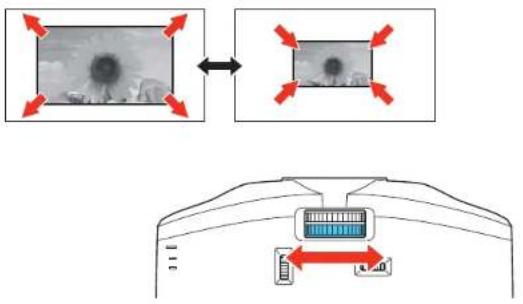 Diagram illustrating camera lens imaging and display setup with red arrows indicating direction of focus or alignment.