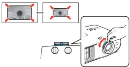 Diagram illustrating a camera setup with a small robot and a magnified view of the camera, showing red directional arrows.