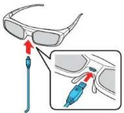Diagram showing a pair of eyeglasses with red arrows pointing to the glass, and an inset close-up of the glass's tip with blue adhesive.