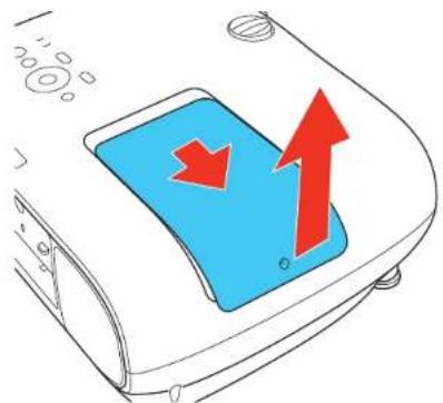 Diagram showing a device with a blue screen and red upward arrows, indicating directional change or movement.