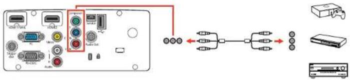 Diagram showing electronic device connections with labeled ports and connectors, including a red arrow indicating connection to a central connector.