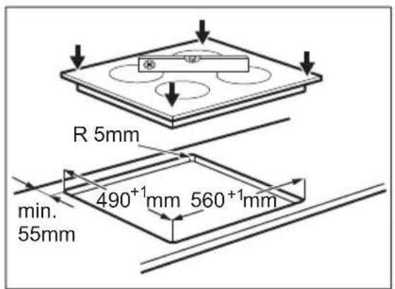 R 5mm min. 55mm 490⁺¹mm 560⁺¹mm