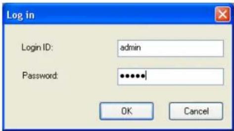 Log in Login ID: admin Password: ***** OK Cancel