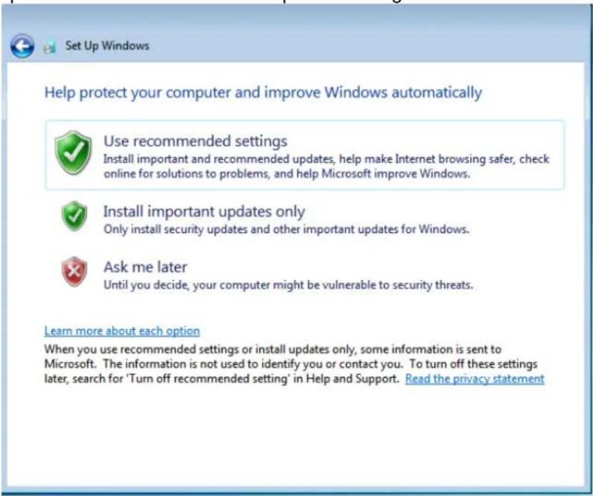 ELO ECMG2C - Choosing the Windows Update settings - 1