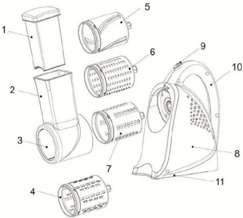 Technical diagram of a mechanical device with numbered parts for identification