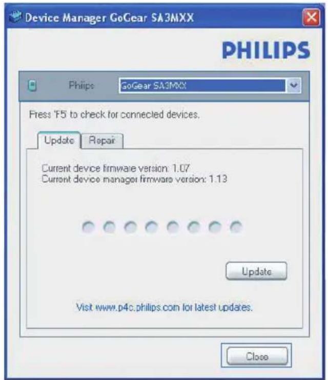 PHILIPS GoGear SA5MXX04SFC - 检查固件更新 - 1