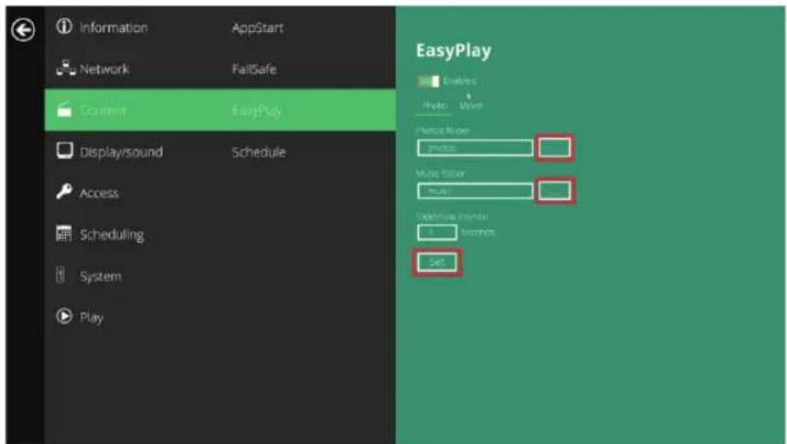 Information AppStart Network FallSafe Content EasyPlay Display/sound Schedule Access Scheduling System Play EasyPlay ■ Enables & Photo Wave Music Player Music Color Play1 Spreading Player 50000000000000000000000000000000000000000000000000000000000000000000000000000000000 345