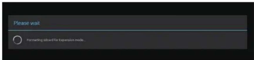 Please wait Formatting standard for Expansion mode...