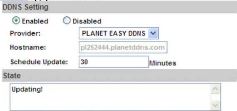 Planet ICA-3550V - DDNS Status - 1