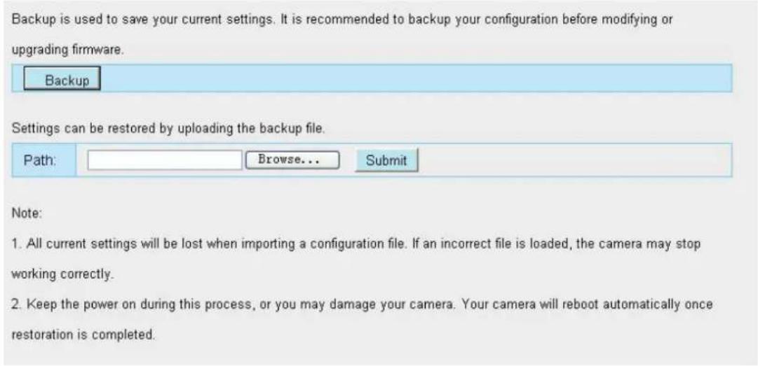 FOSCAM FI9805EP - Back up&amp; Restore settings - 1
