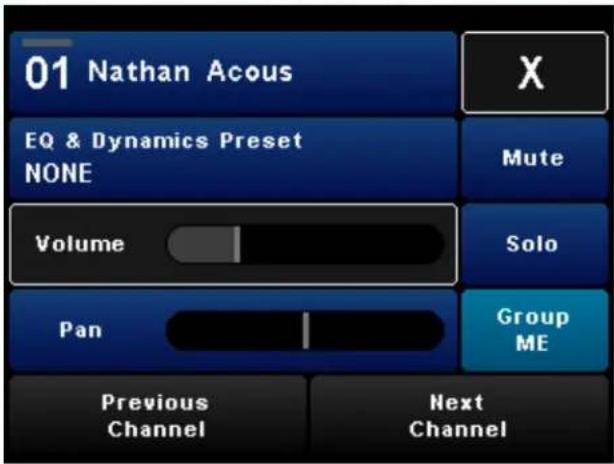 01 Nathan Acous EQ & Dynamics Preset NONE Volume Pan Previous Channel Next Channel X Mute Solo Group ME