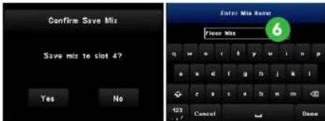 Confirm Save Mix Save Mix to slot 4? Yes No Enter Mix Menu Flee Mix 6 123 Cancel Done