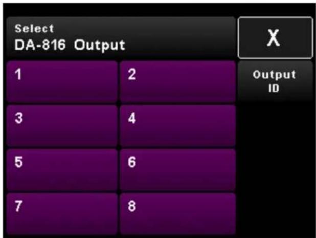 Select DA-816 Output 1 2 Output ID 3 4 5 6 7 8