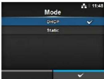 Mode DHCP Static
