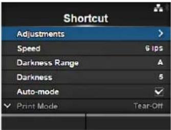SATO CL608NX - Shortcut Menu - 1
