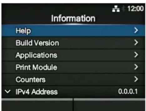 Information Help > Build Version > Applications > Print Module > Counters > IPv4 Address 0.0.0.1