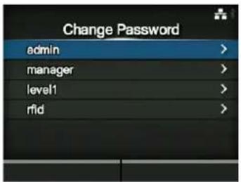 Change Password admin > manager > level1 > rfid >
