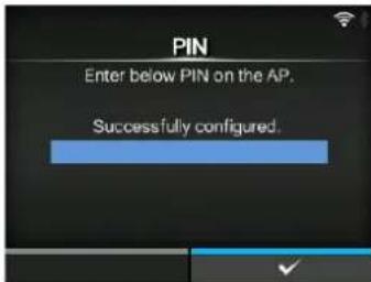 PIN Enter below PIN on the AP. Successfully configured.